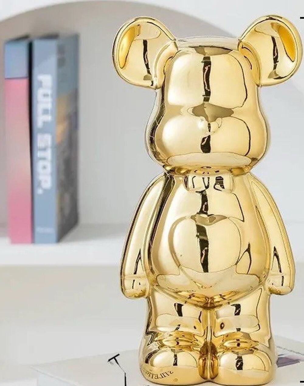 Ceramic Bear Statue Home Decor Shelf Desk Ornament - Gold